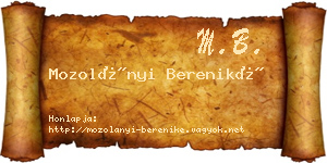 Mozolányi Bereniké névjegykártya